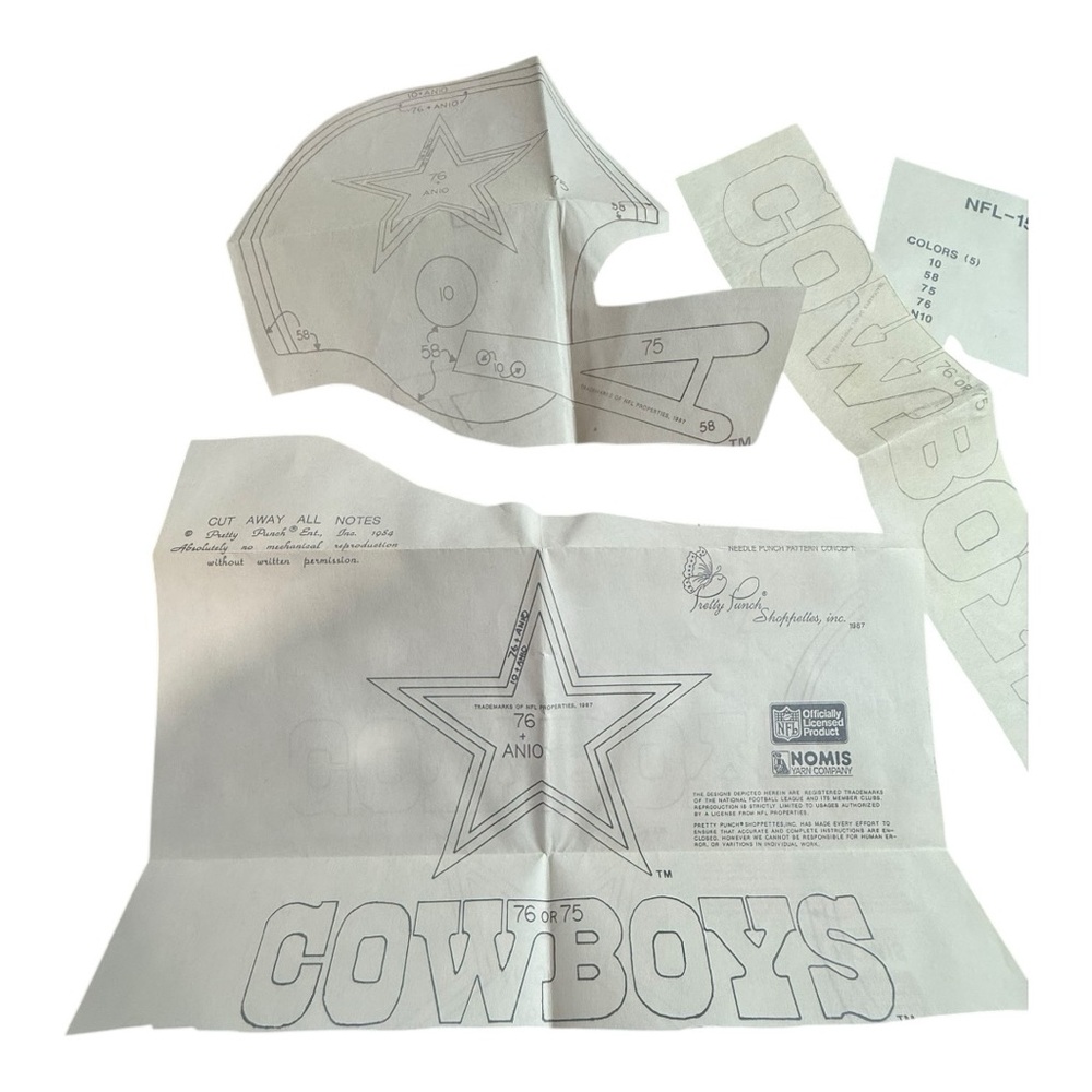 Vintage 1987 Dallas Cowboys Punch Embroidery Iron-On Transfer Pattern – NFL - Picture 4 of 6
